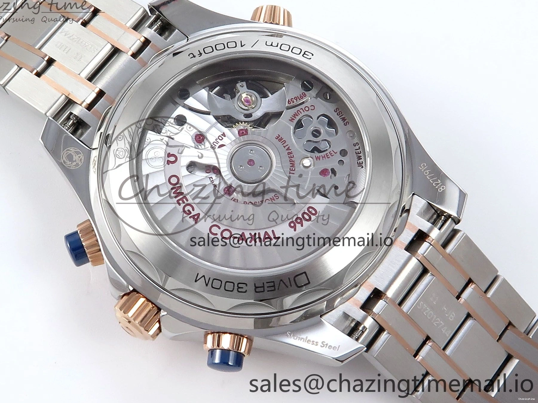 0131 Seamaster 300m Chrono SS RG OMF 1:1 Best Edition Blue Dial on SS RG Bracelet A Timeless 7686